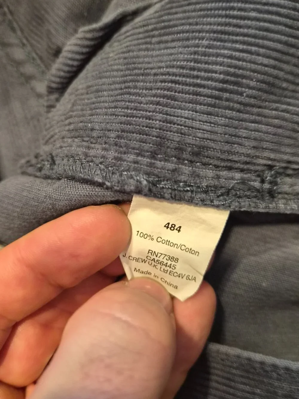 J Crew 484 Corduroy Pants Mens 31x32 Blue Slim Cotton Stretch Casual G487
